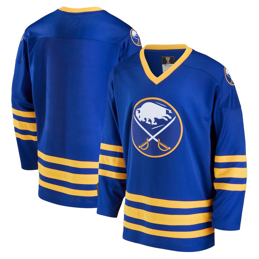 custom Men Buffalo Sabres Fanatics Branded Royal Premier Breakaway Heritage NHL Jersey